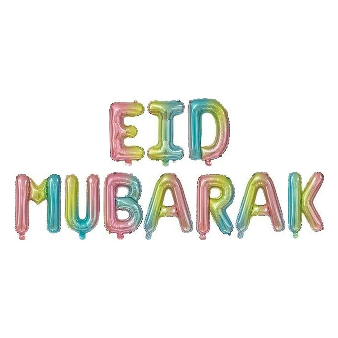 Eid Mubarak Foil Letter Balloons (Multicolour)