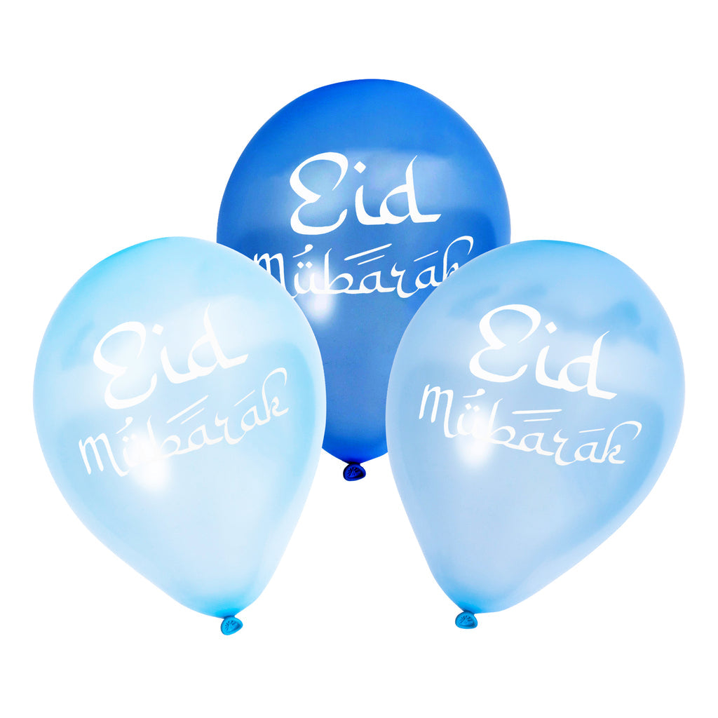 3-Shade Blue Eid Mubarak Balloons