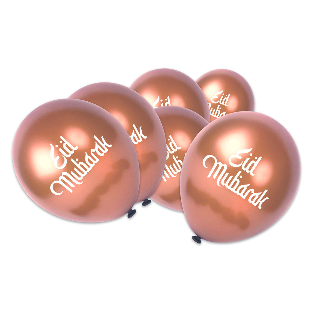 Metallic Rose Gold Eid Mubarak Balloons