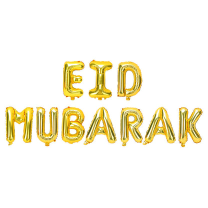 Eid Mubarak Foil Letter Balloons (Gold)