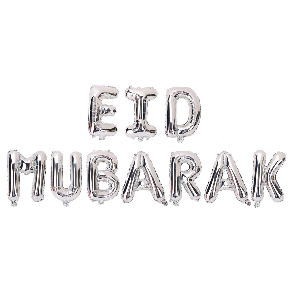 Eid Mubarak Foil Letter Balloons (Silver)