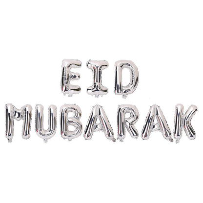 Eid Mubarak Foil Letter Balloons (Silver)