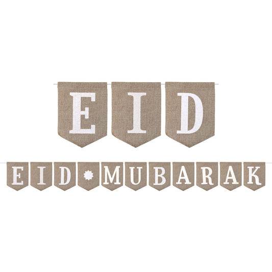 Eid Mubarak Natural Hessian Pennant Bunting