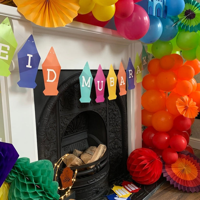 Multicolour Lantern Shaped Eid Mubarak Bunting