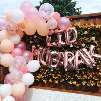 Eid Mubarak Foil Letter Balloons (Pink)