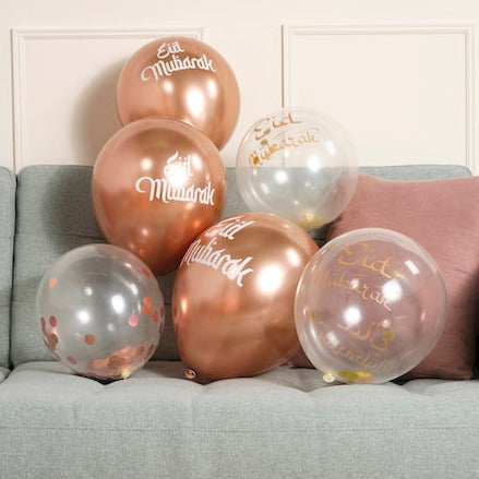 Metallic Rose Gold Eid Mubarak Balloons