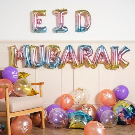 Eid Mubarak Foil Letter Balloons (Multicolour)